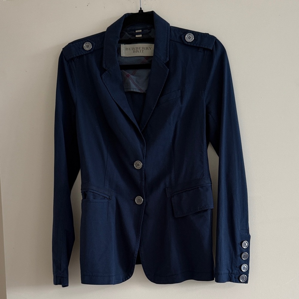 Burberry blue wool blend blazer